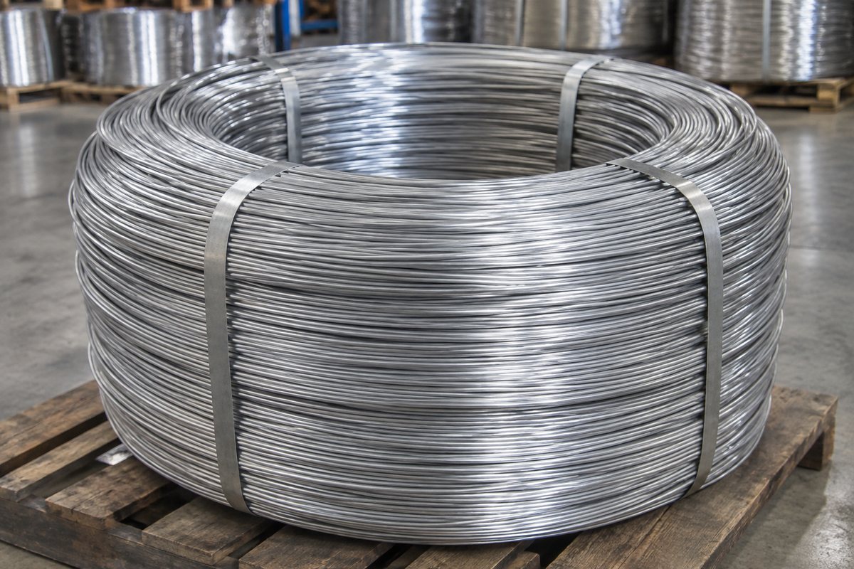 Coil of silver aluminium wire